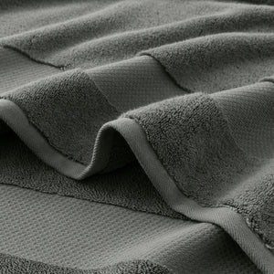 JLA Home Madison Park Signature - Cotton Luxurious 6-Piece Turkish Bath Towel Set 600 GSM Oversized Plush Dobby Border, OEKO-TEX Certified Charcoal MPS73-454