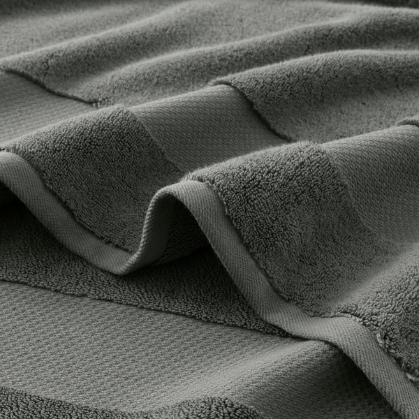 JLA Home Madison Park Signature - Cotton Luxurious 6-Piece Turkish Bath Towel Set 600 GSM Oversized Plush Dobby Border, OEKO-TEX Certified Charcoal MPS73-454