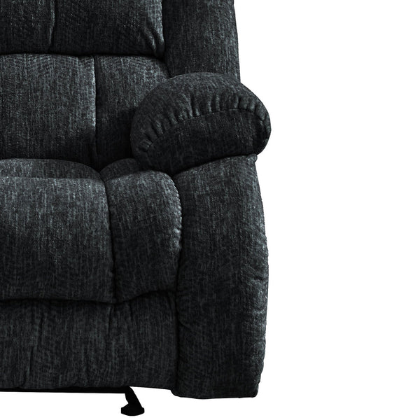 English Elm STONIC Ebony Glider Recliner - Black Fabric, Smooth Gliding Recline, Modern Zaftig Comfort Seat B201P216010