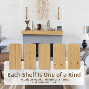 English Elm Fireplace Mantel 48" Solid Pine Floating Shelf - Handcrafted Rustic Wood Display For Home Décor T3210P391506