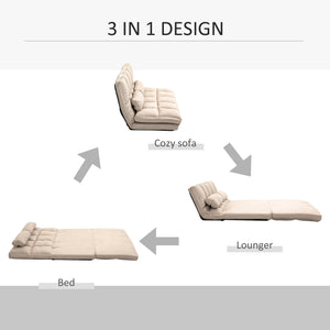 English Elm Homcom Convertible Floor Sofa Chair With Adjustable Backrest, 2 Pillows, Space-Saving Comfort! W2225P217475