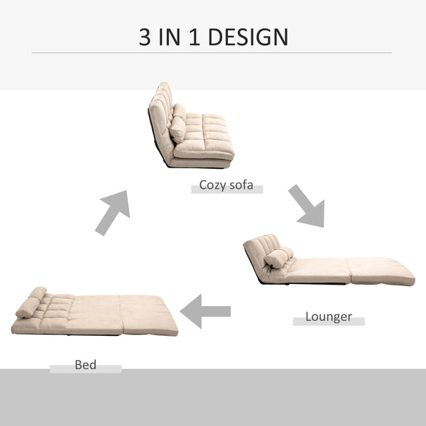 English Elm Homcom Convertible Floor Sofa Chair With Adjustable Backrest, 2 Pillows, Space-Saving Comfort! W2225P217475