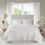 Madison Park Tuscany Cottage/Country 3 Piece Reversible Scalloped Edge Quilt Set MP13-1038 White