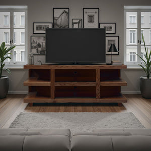 English Elm Laurel Canyon 64" Tv Stand For Up To 70" Tvs, Fully Assembled Oak Bourbon Finish With Storage & Style B108P292265