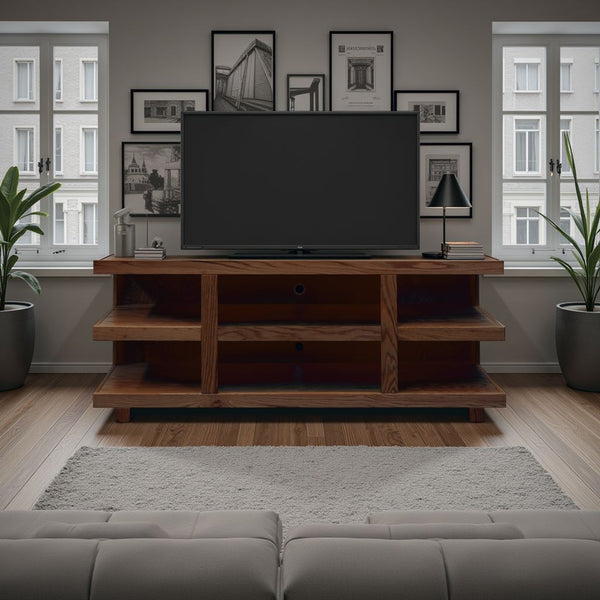 English Elm Laurel Canyon 64" Tv Stand For Up To 70" Tvs, Fully Assembled Oak Bourbon Finish With Storage & Style B108P292265