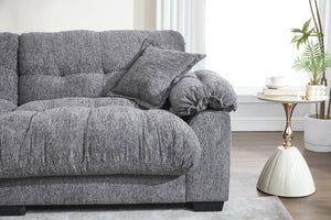 English Elm Casual 3-Seater Chenille Pleated Sofa In Gray - Modern Comfort, Stylish Design, And Long-Lasting Support W2100S00211