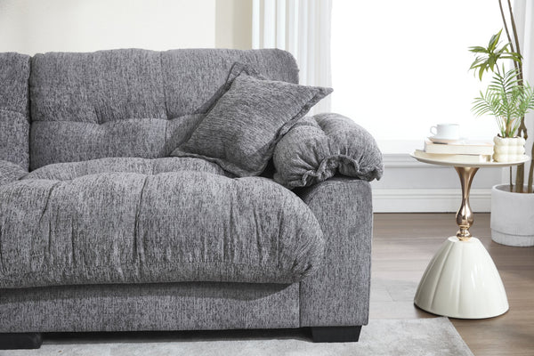 English Elm Casual 3-Seater Chenille Pleated Sofa In Gray - Modern Comfort, Stylish Design, And Long-Lasting Support W2100S00211