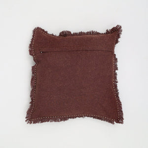 English Elm Stonewashed Linen Throw Pillow - Artisan Edges & Fringe, 22X22", Cozy Boho Accent For Any Space B346P321242-GIGA