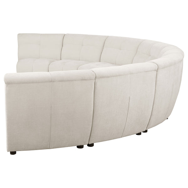 English Elm Sycamore Demi-Lune 8-Piece Curved Upholstered Sectional Sofa in Ivory — Elegant Armless Modular Design B062S01078