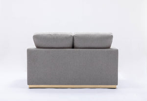 English Elm Valin Gray Linen Loveseat with Pocket Coil Seats, Wood & Metal Frame, Tight Cushions for Compact Spaces B2726P245415