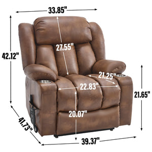 English Elm Dual Motor Power Lift Recliner with Massage Heat and Leatherair Upholstery for Living Room W3224P290208