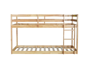 English Elm Solid Wooden Twin Over Twin Floor Bunk Bed With Ladder – Durable Rubberwood, Stylish & Safe Design W504P191652-GIGA