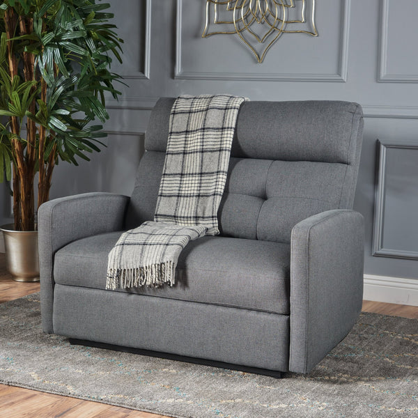 English Elm Christopher Knight Home® - Reclining Loveseat with Push-Back Recline, Plush Tufted Fabric Sofa, Compact Wall-Hugger Design Charcoal 61372.00CCL