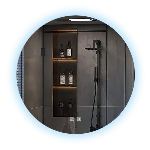 English Elm Nordica Round Backlit Led Vanity Mirror with Defogger and Touchscreen Controls B2731P478356