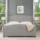 English Elm Carmen King Upholstered Wingback Panel Bed Frame, Silver Grey Polyester