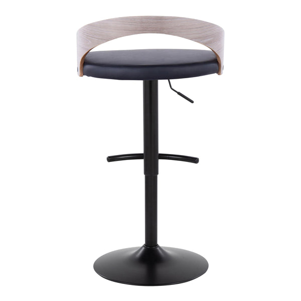 English Elm Grotto Adjustable Barstool Set Of 2 - Modern Swivel Design In Black Metal & Grey Wood For Home Bars B202S00906