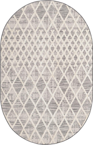 Unique Loom Arlo Cy Machine Made Tribal Rug Gray, Ivory 5' 3" x 8' 0"