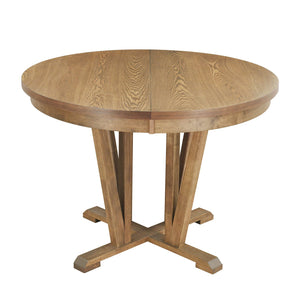 English Elm TOPMAX Rustic 5-Piece Extendable Round Dining Set with Trestle Base and Cross Back Chairs, Versatile Elegance Brown SP000042AAD