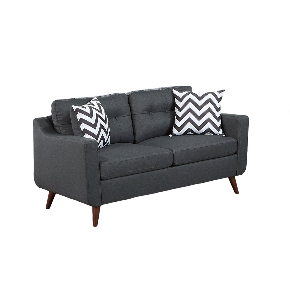 English Elm Modern 2-Piece Sofa Loveseat Set with Tufted Back Cushions, Geometric Throw Pillows & Tapered Legs Black 53 L x 31 W x 19 H B011S01305