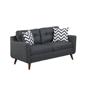 English Elm Modern 2-Piece Sofa Loveseat Set with Tufted Back Cushions, Geometric Throw Pillows & Tapered Legs Black 53 L x 31 W x 19 H B011S01305