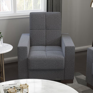 English Elm Primenest Nimbusflow Convertible Armchair With Hidden Storage & Quick-Sleep Function In Grey Chenille B030P286185-GIGA