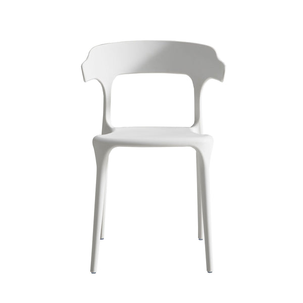 English Elm Stackable Plastic Dining Chairs Set of 4 White – Durable Injection-Molded Polypropylene, Waterproof, 150KG Capacity, Space-Saving Stackable Design W3788P372654