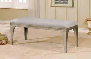 English Elm Transitional Upholstered Tufted Bench with Flannelette Cushion, Elegant Dining Seating, Glamorous Finish, 50.5" wide Gray,Silver 53 L x 24 W x 8 H B2741P366063