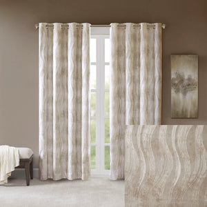 English Elm Printed Jacquard Grommet Top Total Blackout Curtain Panel Ivory 50x84 Heavyweight 100% Blackout Thermal Rod Pocket Friendly B03599808
