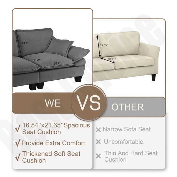 English Elm Modular U-shape Chenille Cloud Sectional with Sculptural Sailboat Arms Six Seats Grey W3163S00128