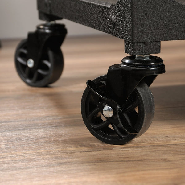 English Elm Side Table With Rolling Casters - Brown Industrial Finish, Spacious Top & Smart Storage Solution B356P367951-GIGA