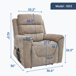 English Elm Dual Motor Power Lift Recliner with Massage Heat and Leatherair Upholstery W3224S00033