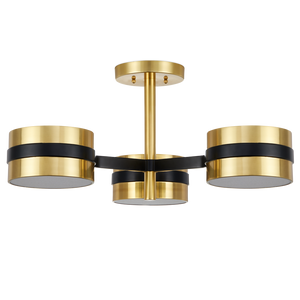 Heybrook Semi-Flush Mount Light - Modern Mid-Century Design with Polished Brass & Black Finishes