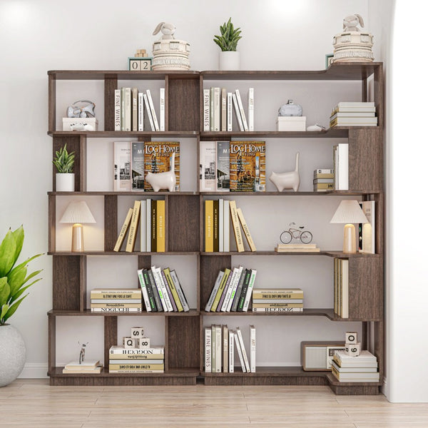 English Elm 90 Cm Modular Corner Bookcase Set of 2 Flexible Display Shelving for Home Office W2899S00014