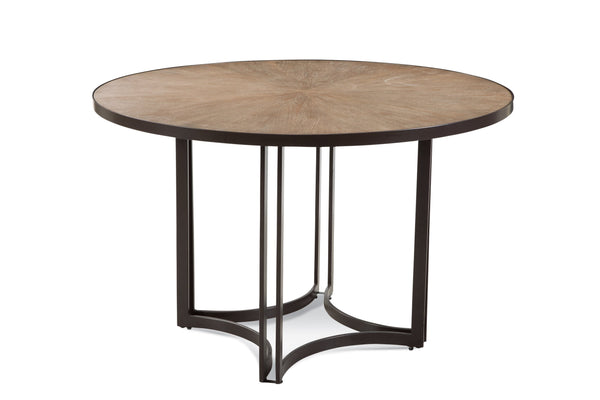 Basset Mirror Trucco Round Dining Table - Modern Transitional Design With Brown Poplar Top & Bronze Metal Base Black Metal,Wood 9630-dr-700