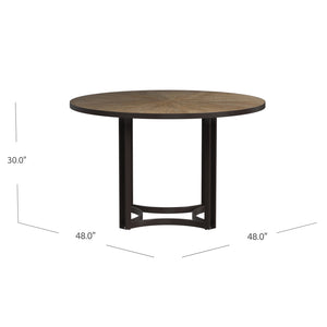 Basset Mirror Trucco Round Dining Table - Modern Transitional Design With Brown Poplar Top & Bronze Metal Base Black Metal,Wood 9630-dr-700