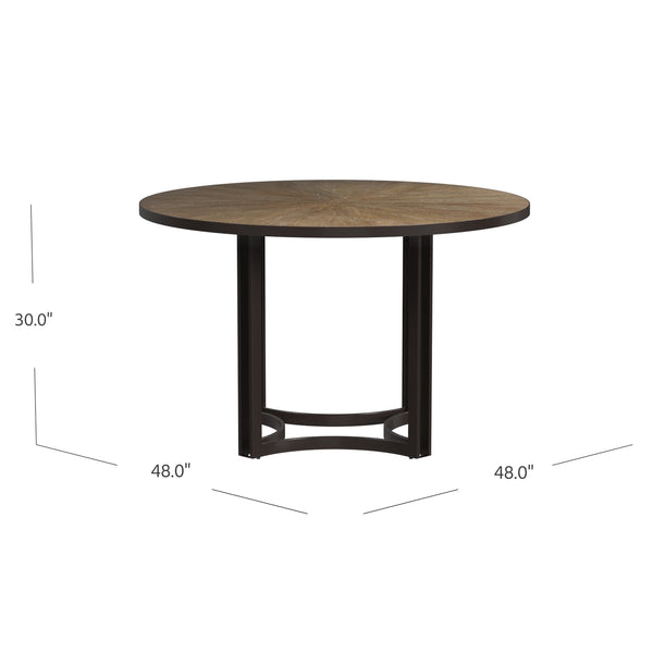 Basset Mirror Trucco Round Dining Table - Modern Transitional Design With Brown Poplar Top & Bronze Metal Base Black Metal,Wood 9630-dr-700