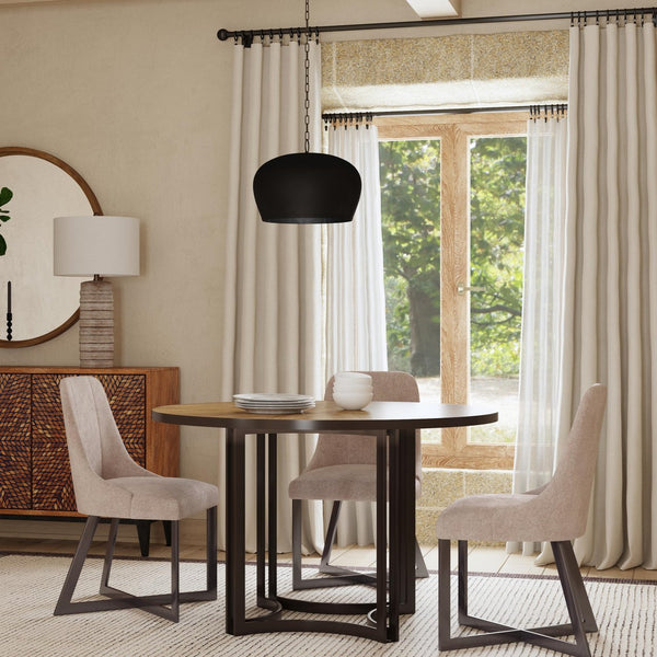 Basset Mirror Trucco Round Dining Table - Modern Transitional Design With Brown Poplar Top & Bronze Metal Base Black Metal,Wood 9630-dr-700