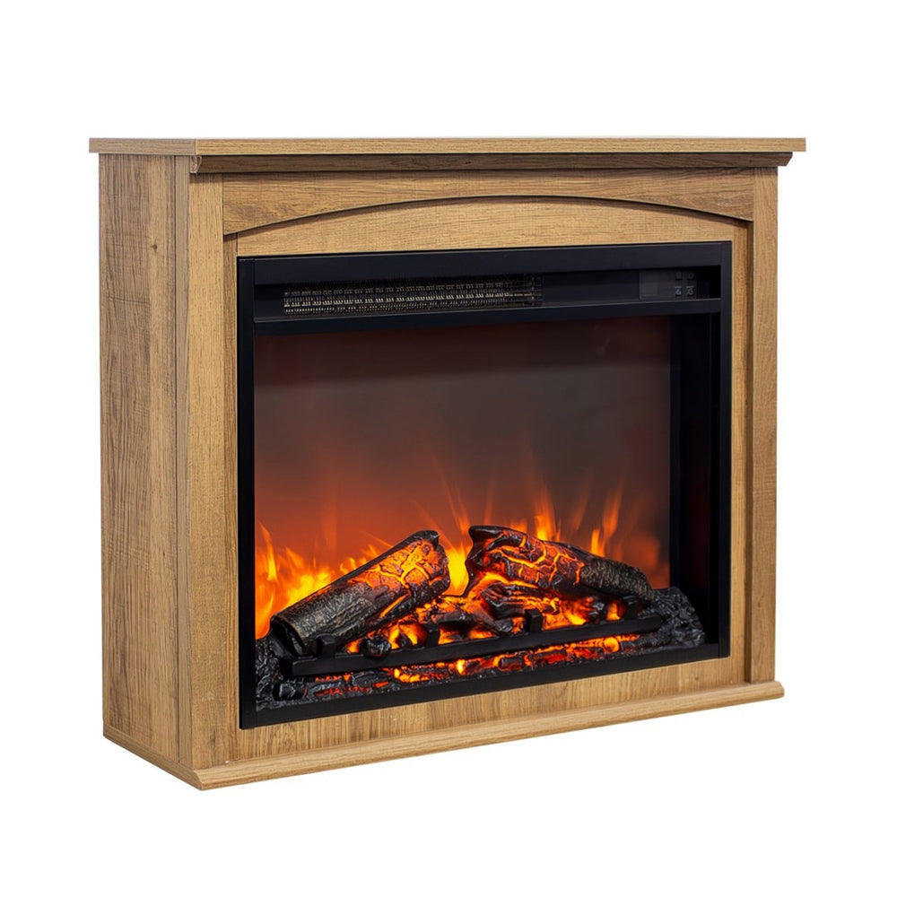 English Elm 26 Inch Slim Electric Fireplace Insert with Log Set Realistic Flame and Remote Timer W1769P345278