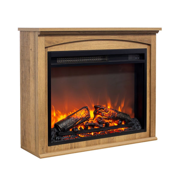 English Elm 26 Inch Slim Electric Fireplace Insert with Log Set Realistic Flame and Remote Timer W1769P345278