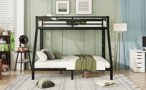 English Elm Metal Twin Xl Over Queen Bunk Bed - Space-Saving Design, Noise-Reducing Steel Frame, Black Finish W1580P339198