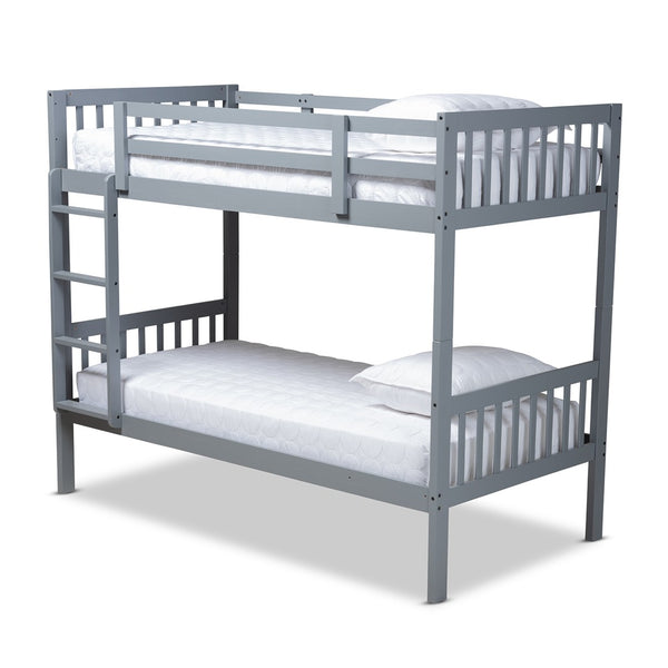 Baxton Studio Baxton Studio Jude Bunk Bed - Stylish Grey Wood Design for Space-Saving Twin Mattress Solutions MG0045-Grey-Twin Bunk Bed