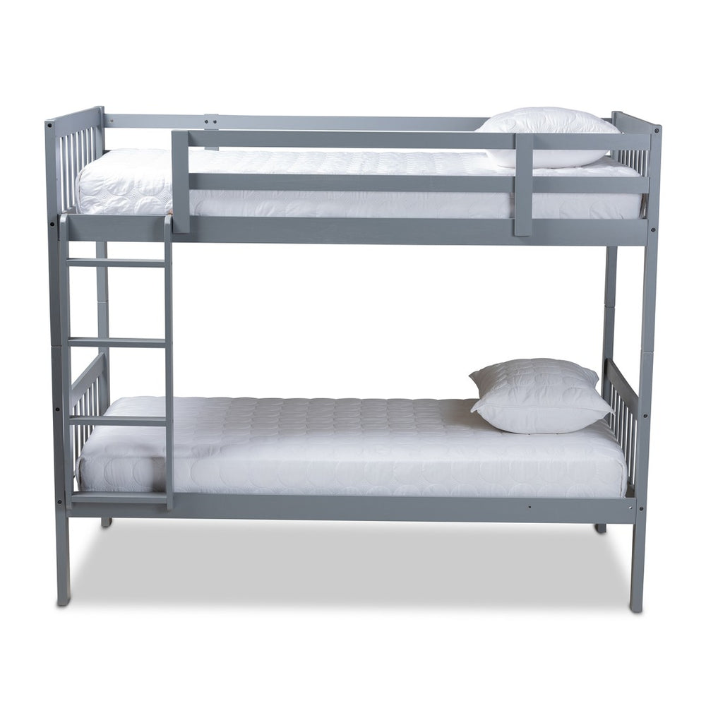 Baxton Studio Baxton Studio Jude Bunk Bed - Stylish Grey Wood Design for Space-Saving Twin Mattress Solutions MG0045-Grey-Twin Bunk Bed