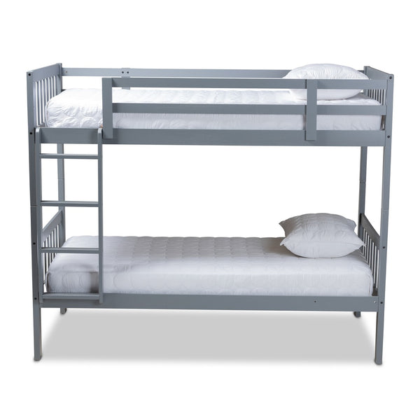 Baxton Studio Baxton Studio Jude Bunk Bed - Stylish Grey Wood Design for Space-Saving Twin Mattress Solutions MG0045-Grey-Twin Bunk Bed