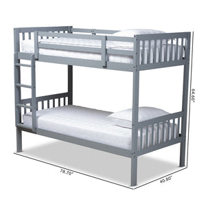 Baxton Studio Baxton Studio Jude Bunk Bed - Stylish Grey Wood Design for Space-Saving Twin Mattress Solutions MG0045-Grey-Twin Bunk Bed