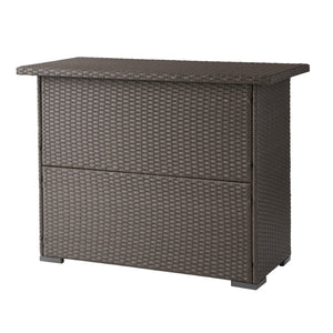 English Elm Trinidad Outdoor Resin Wicker Bar Table with Cabinet Storage for Patio Entertaining N772P368972D