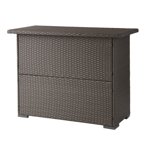 English Elm Trinidad Outdoor Resin Wicker Bar Table with Cabinet Storage for Patio Entertaining N772P368972D