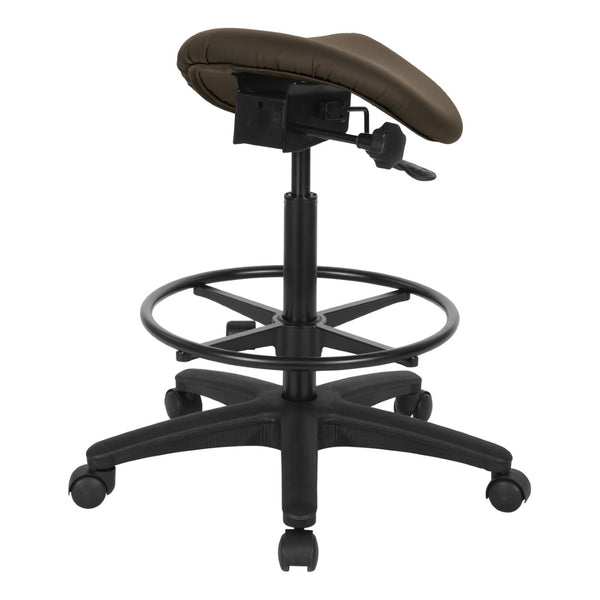 OSP Home Furnishings Backless Saddle Stool Ergonomic Pneumatic Height Adjustable Office Studio Task Seating Dillon Java ST205-R102
