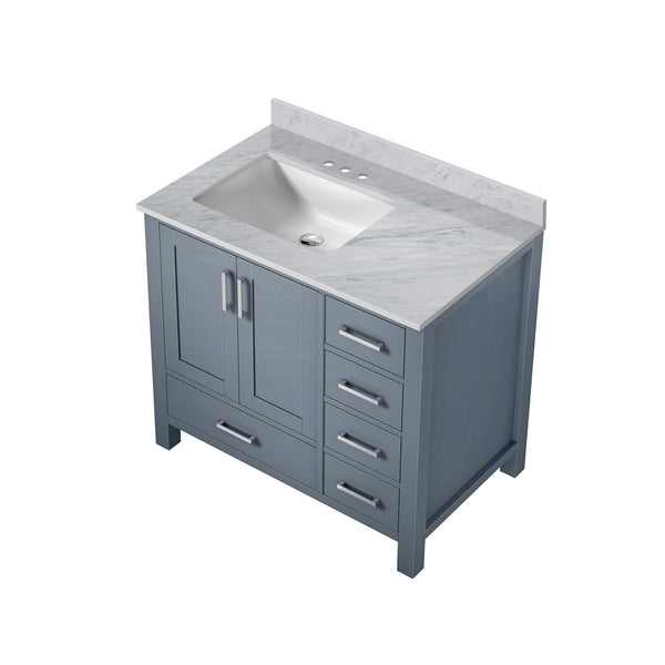 English Elm Dark Grey Bath Vanity With Carrara Marble Top – Stylish 36" Design, Ample Storage & Soft-Close Drawers B2731P258824