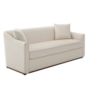English Elm Modern Chenille Three Seater Sofa with Rubberwood Base and Wrap Around Arms for Living Room Beige N763S000110A