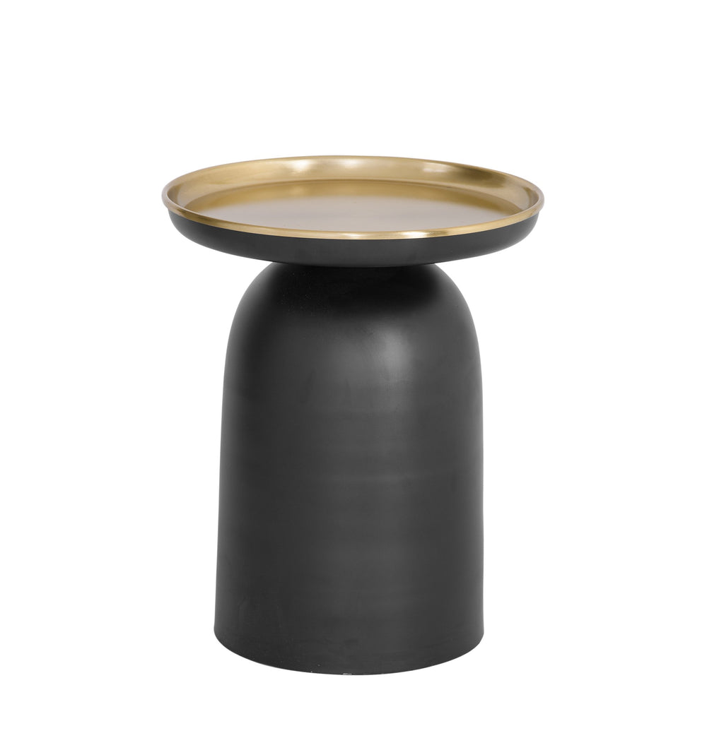 Basset Mirror Leta Accent Table - Modern Round Design With Polished Brass & Matte Black Finish For Chic Décor Black Metal 9635-lr-223